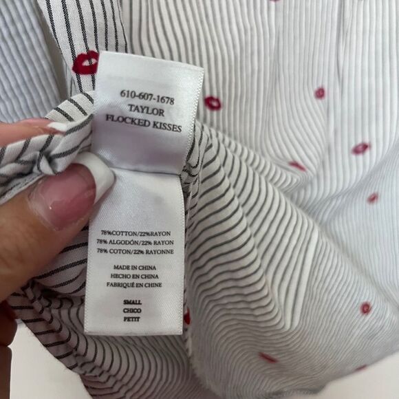 RAILS Taylor Striped Lip-print Cotton-blend Shirt In Flocked Kisses S - Picture 10 of 10